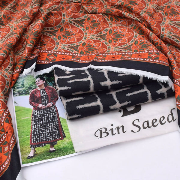 Bin Saeed Digital Printed Khaddar 3-Piece Un-Stiched