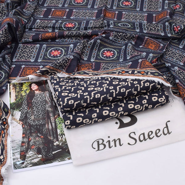 Bin Saeed Digital Printed Khaddar 3-Piece Un-Stiched