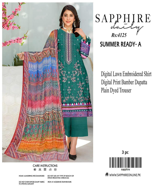 Sapphire Embroidered 3-Piece Unstiched