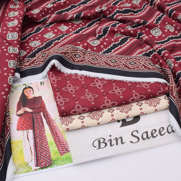 Bin Saeed Digital Printed Khaddar 3-Piece Un-Stiched