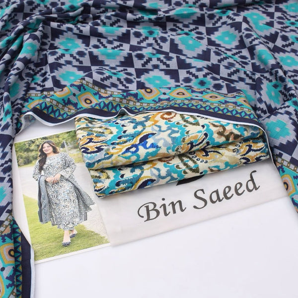 Bin Saeed Digital Printed Khaddar 3-Piece Un-Stiched