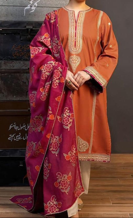 WINTER EMBROIDERY COLLECTION 3PC (DHANAK FABRIC) TT02