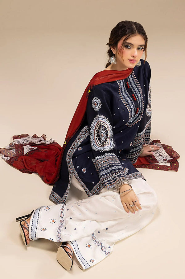 Digital Dhanak 3PC Fancy Embroidery Set