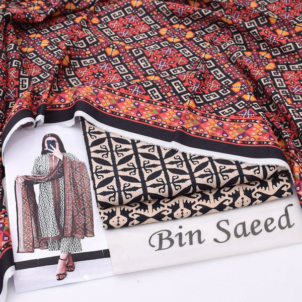 Bin Saeed Digital Printed Khaddar 3-Piece Un-Stiched