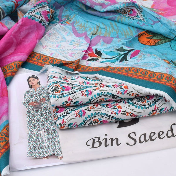 Bin Saeed Digital Printed Khaddar 3-Piece Un-Stiched