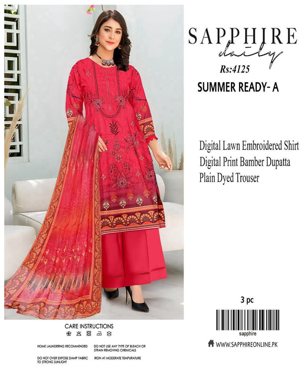 Sapphire Embroidered 3-Piece Unstiched